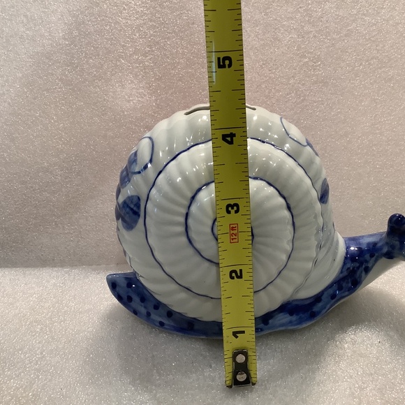Vintage Ceramic Snail Piggy Bank Andrea by Sadek Blue Floral - Picture 10 of 10